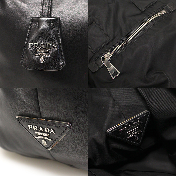 Prada(프라다) 1BG959 블랙 나일론 테수토 나파 리버서블 포코노 패딩 토트 2WAY