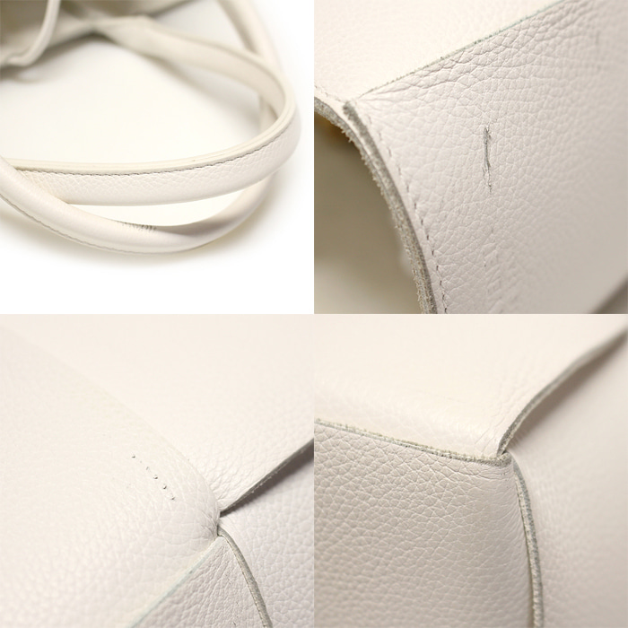 Bottega Veneta(보테가베네타) 652867 화이트 그레인 레더 인트레치오 위빙 아르코 스몰 토트백