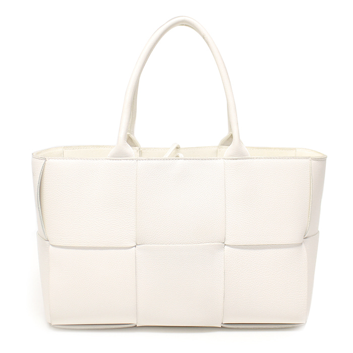 Bottega Veneta(보테가베네타) 652867 화이트 그레인 레더 인트레치오 위빙 아르코 스몰 토트백